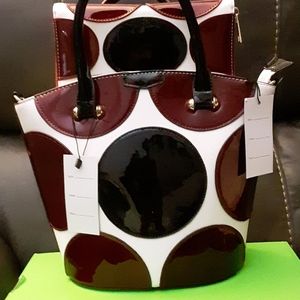 Burgundy and black polka dot handbags  with wallet